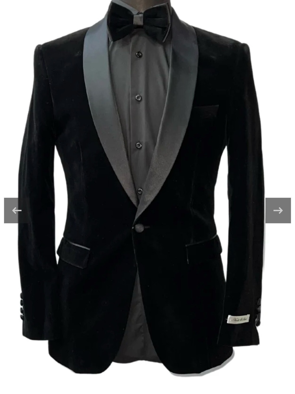 Needle & Stitch Men's Formal Black Velvet-33 Satin Peak Lapel Tuxedo Jacket